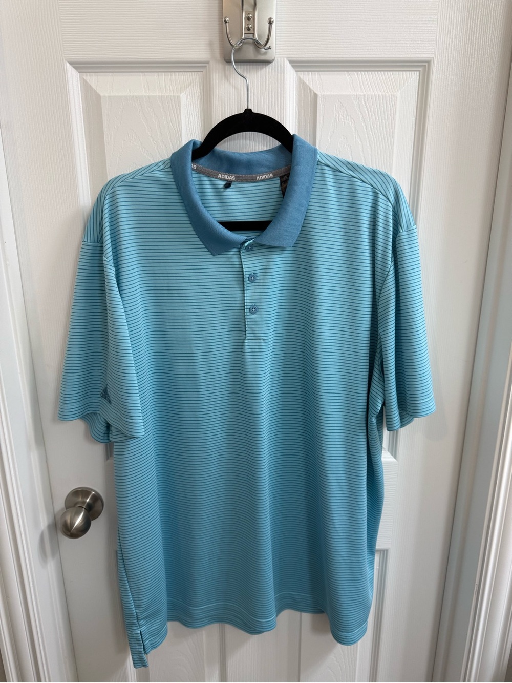 Adidas Golf Men’s Light Blue Striped Polo Shirt